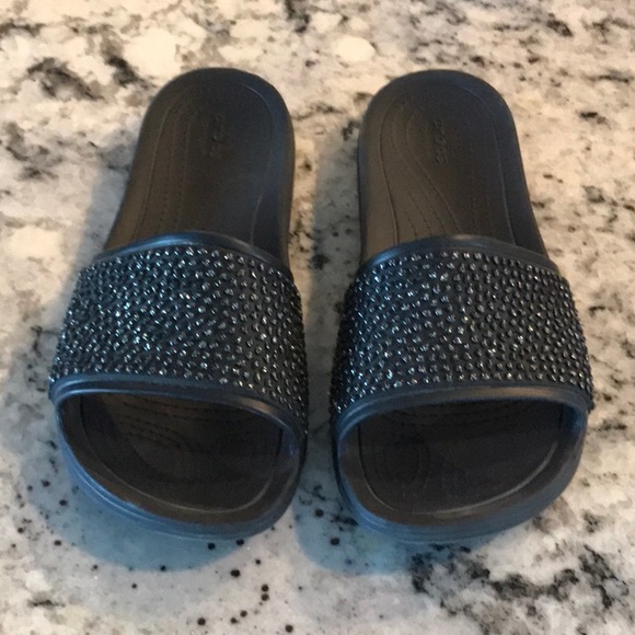 crocs embellished slide